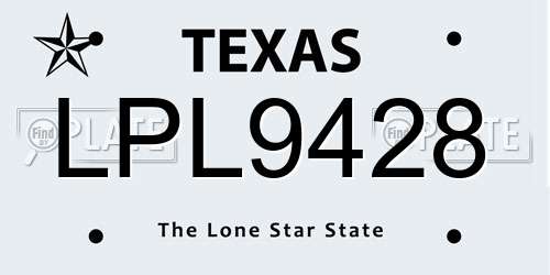 LPL9428 Texas License Plate