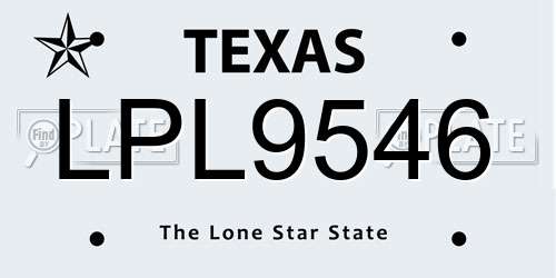 LPL9546 Texas License Plate