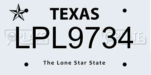 LPL9734 Texas License Plate
