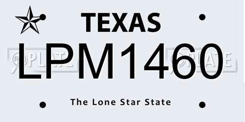 LPM1460 Texas License Plate