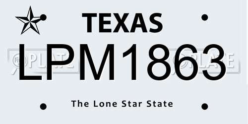 LPM1863 Texas License Plate