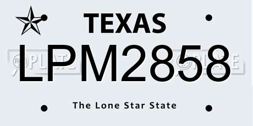 LPM2858 Texas License Plate