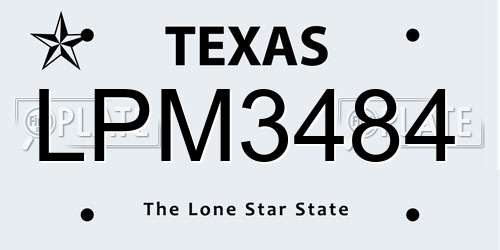 LPM3484 Texas License Plate