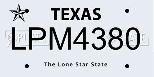 LPM4380 Texas License Plate