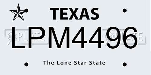 LPM4496 Texas License Plate