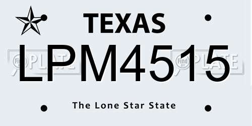 LPM4515 Texas License Plate