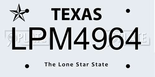 LPM4964 Texas License Plate