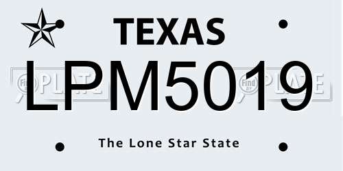 LPM5019 Texas License Plate