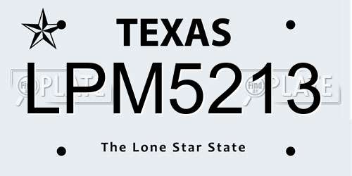 LPM5213 Texas License Plate