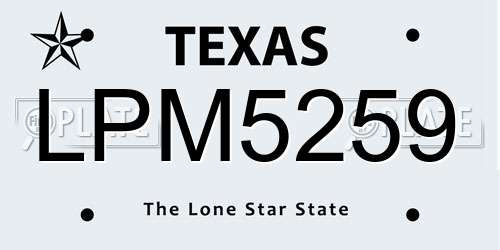 LPM5259 Texas License Plate