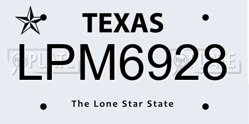 LPM6928 Texas License Plate
