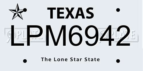 LPM6942 Texas License Plate