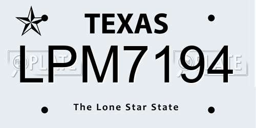 LPM7194 Texas License Plate