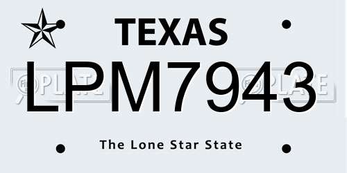 LPM7943 Texas License Plate