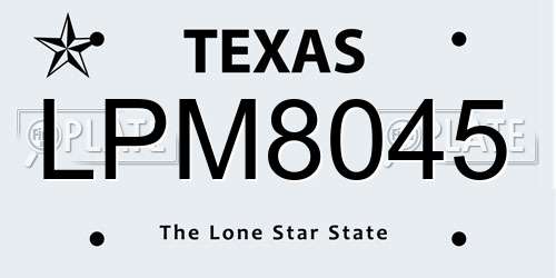 LPM8045 Texas License Plate