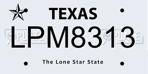LPM8313 Texas License Plate