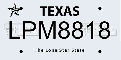 LPM8818 Texas License Plate