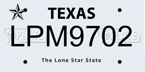 LPM9702 Texas License Plate
