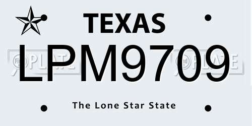LPM9709 Texas License Plate