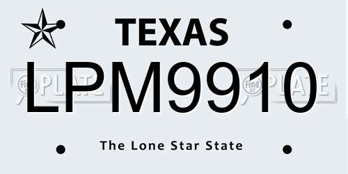LPM9910 Texas License Plate