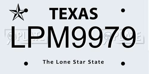 LPM9979 Texas License Plate