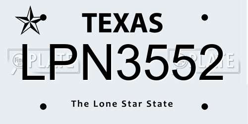 LPN3552 Texas License Plate