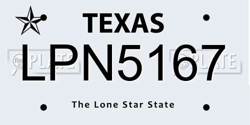 LPN5167 Texas License Plate
