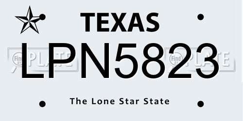 LPN5823 Texas License Plate