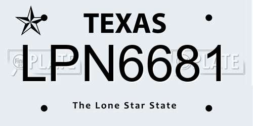 LPN6681 Texas License Plate