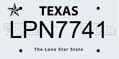 LPN7741 Texas License Plate