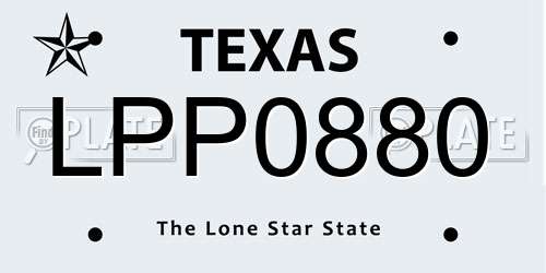 LPP0880 Texas License Plate