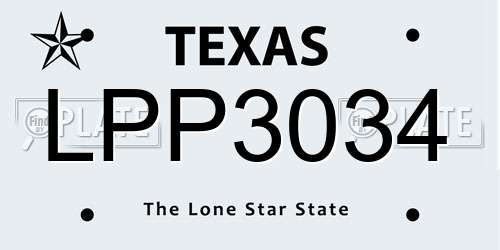 LPP3034 Texas License Plate