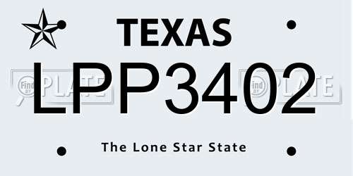 LPP3402 Texas License Plate