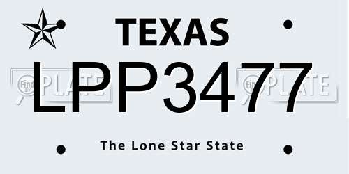 LPP3477 Texas License Plate