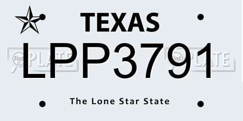 LPP3791 Texas License Plate