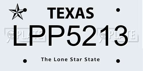 LPP5213 Texas License Plate