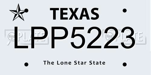 LPP5223 Texas License Plate