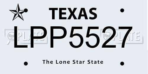 LPP5527 Texas License Plate