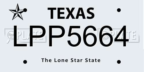 LPP5664 Texas License Plate