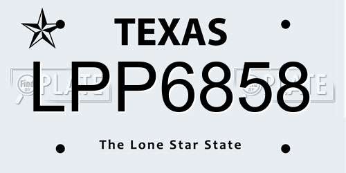 LPP6858 Texas License Plate