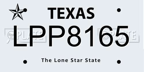 LPP8165 Texas License Plate