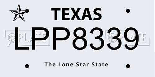 LPP8339 Texas License Plate