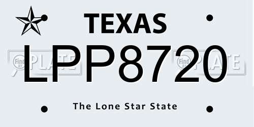 LPP8720 Texas License Plate