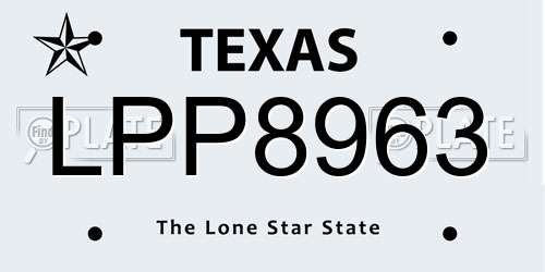 LPP8963 Texas License Plate