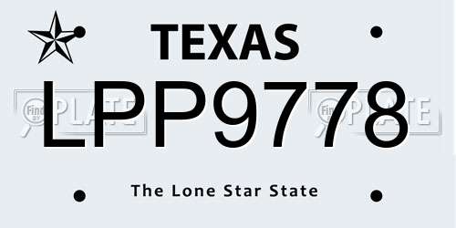 LPP9778 Texas License Plate