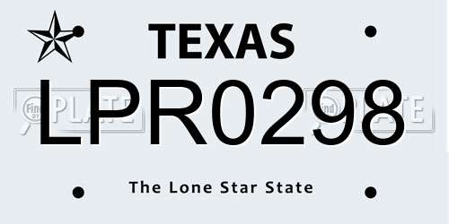 LPR0298 Texas License Plate