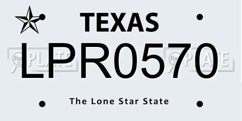 LPR0570 Texas License Plate
