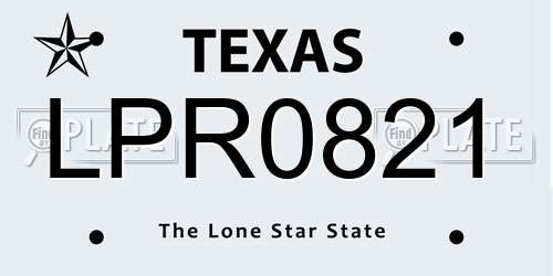 LPR0821 Texas License Plate