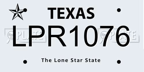 LPR1076 Texas License Plate