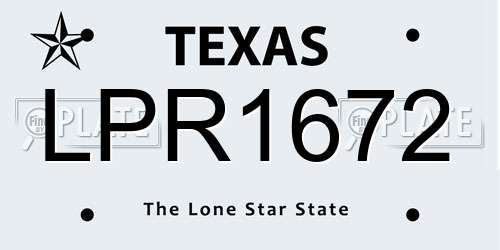 LPR1672 Texas License Plate